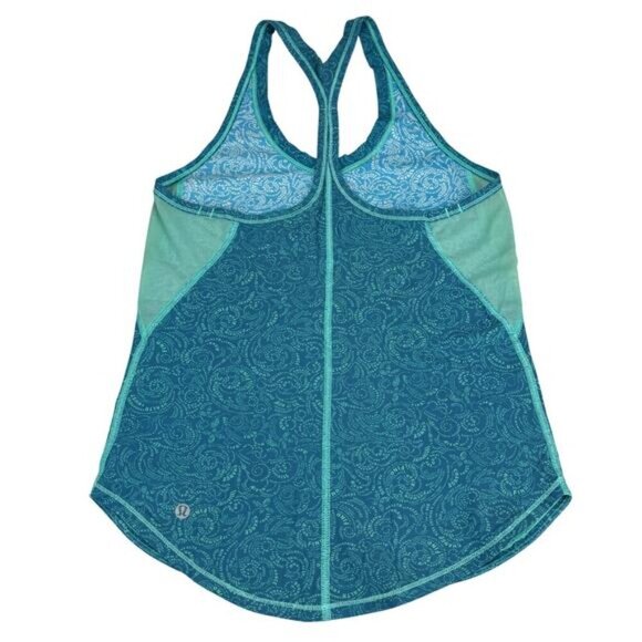 Lululemon Fast Lane Singlet Foli Manifesto Bali Breeze Tofino Teal Womens Size 4 - Picture 6 of 7